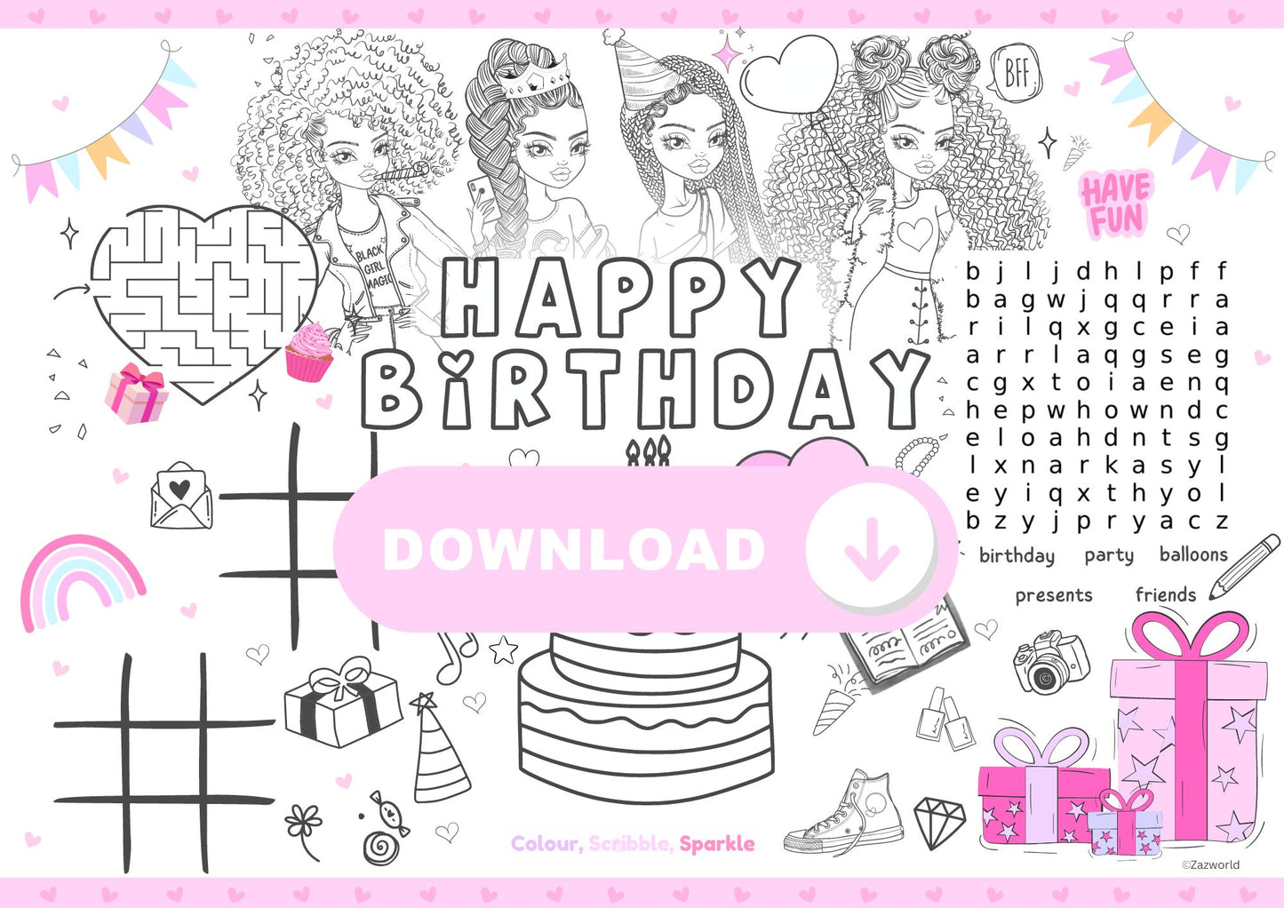 Birthday colouring Mat